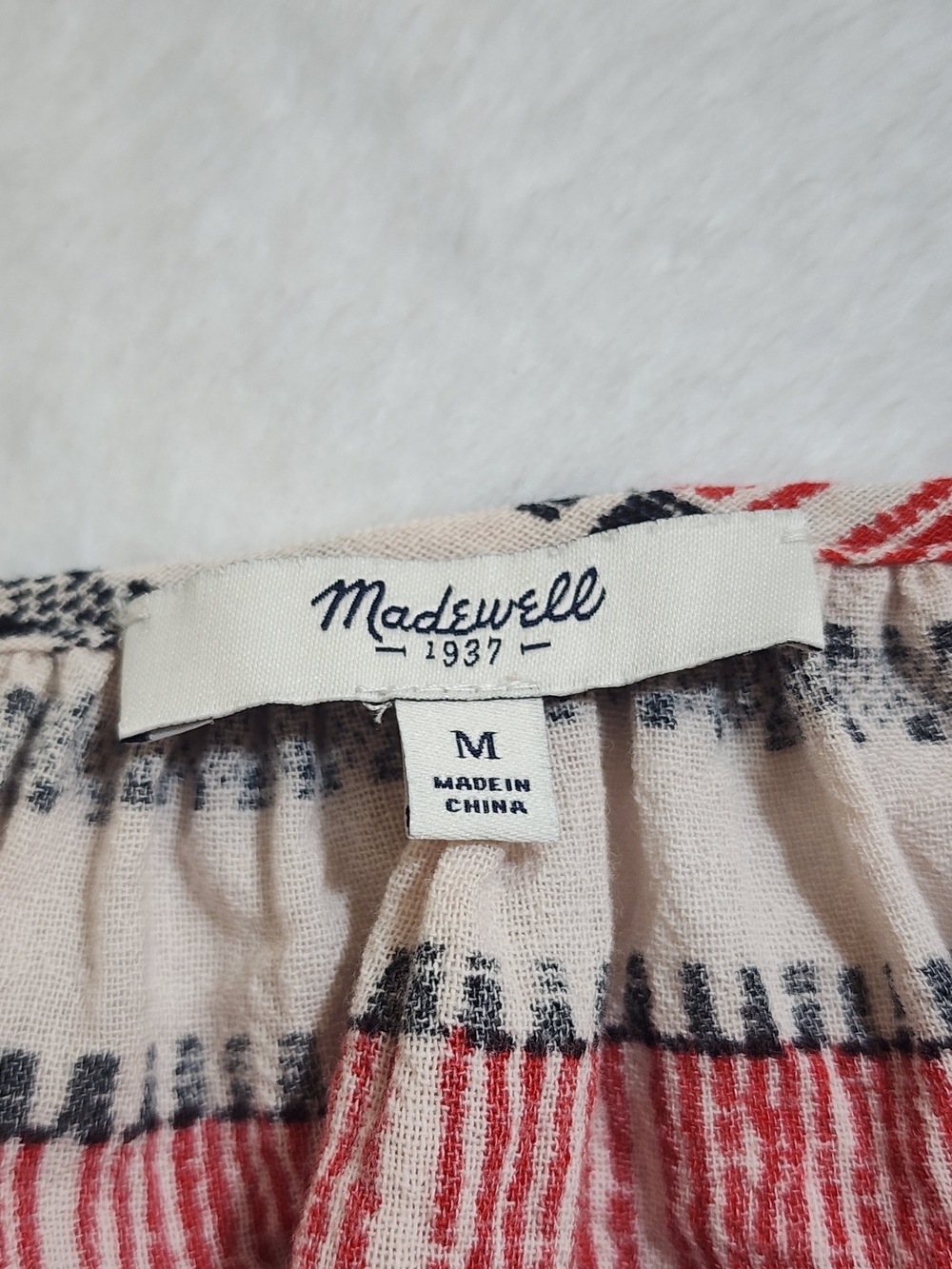 Madewell Boho Tribal Print Cotton Maxi Dress Red White Black Size M - Picture 9 of 11